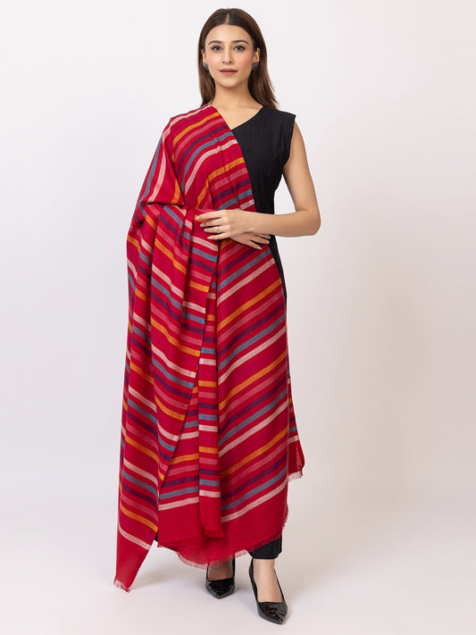 Tillaari Multicolor Striped Red Shawl