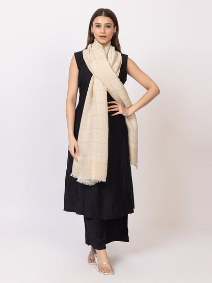 Tillaari Cream Gold Stole