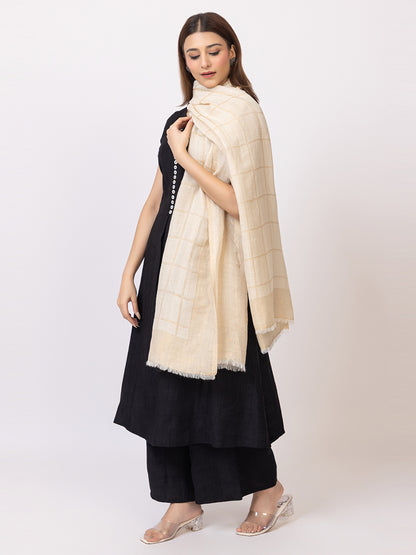Tillaari Cream Gold Stole