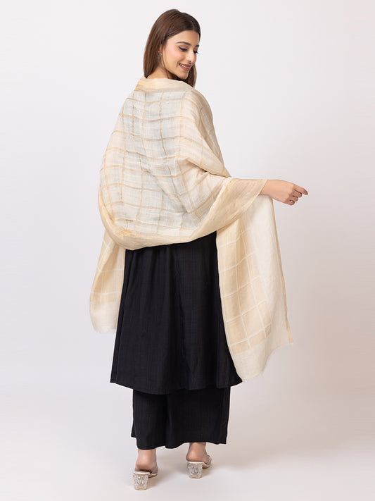 Tillaari Cream Gold Stole