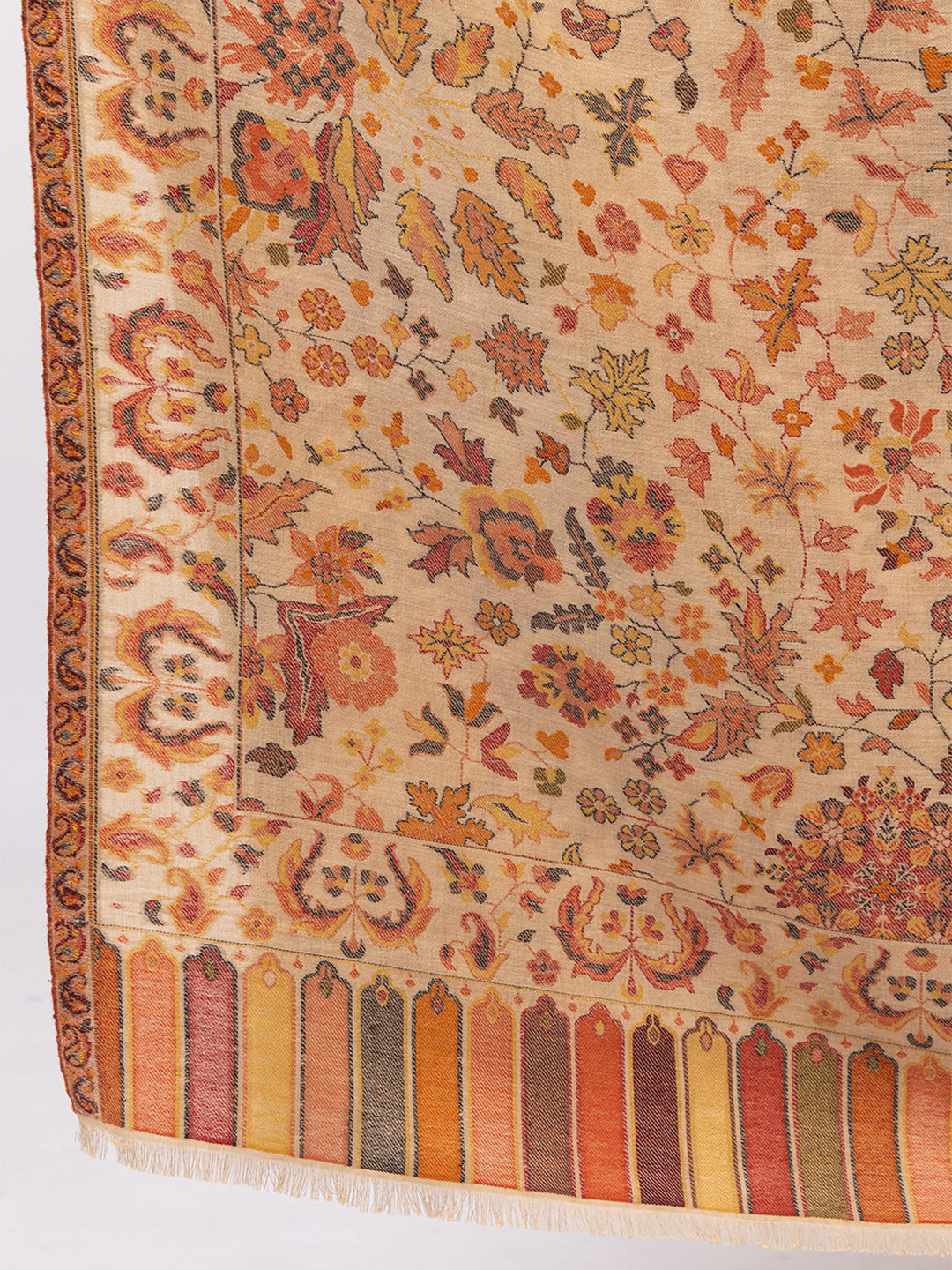 Tillaari Elegant Beige Cotton Wool Shawl