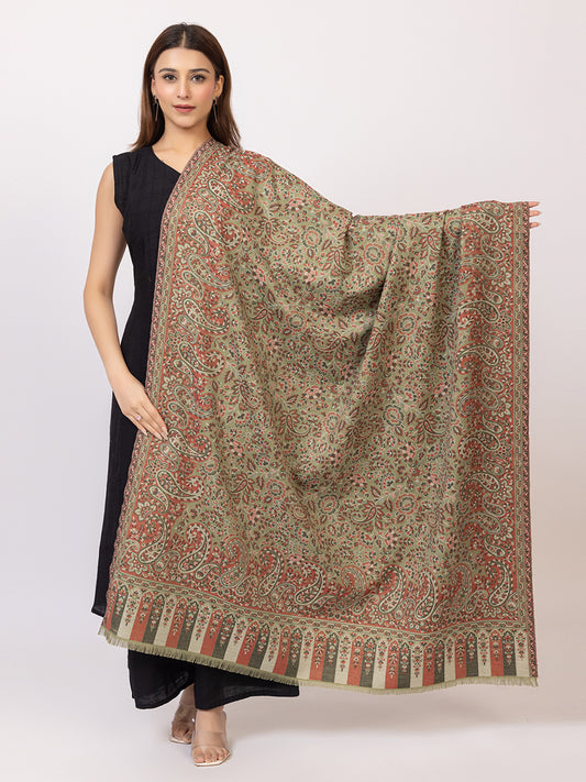 Tillaari Traditional Floral and Paisley Jaal Shawl