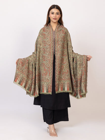 Tillaari Traditional Floral and Paisley Jaal Shawl