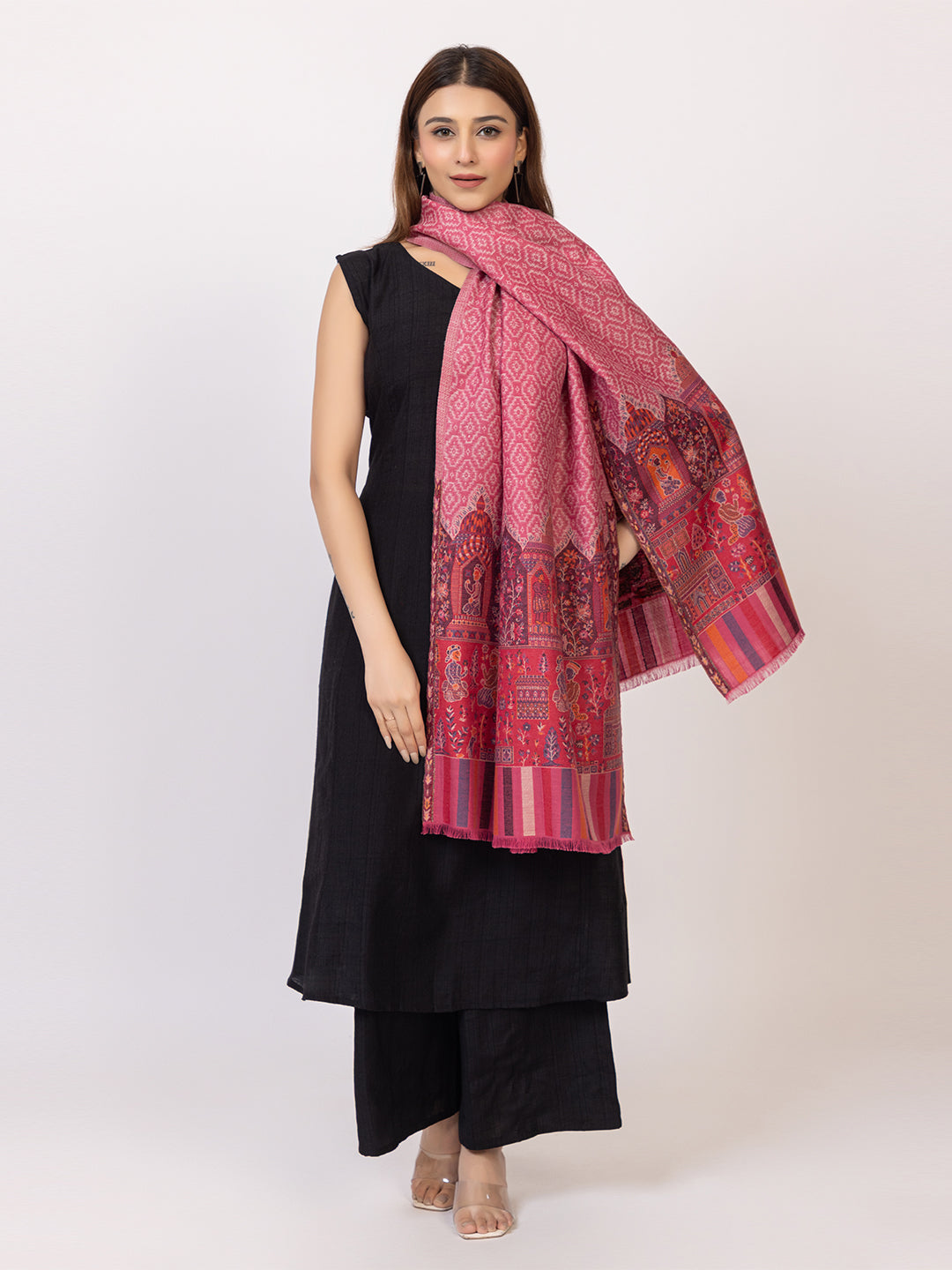 Tillaari Ethnic Stole with Palace and Royal Court Motifs