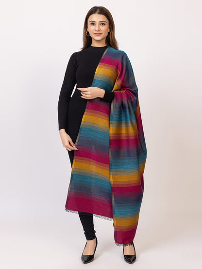 Tillaari Dark Multicolor Striped Shawl