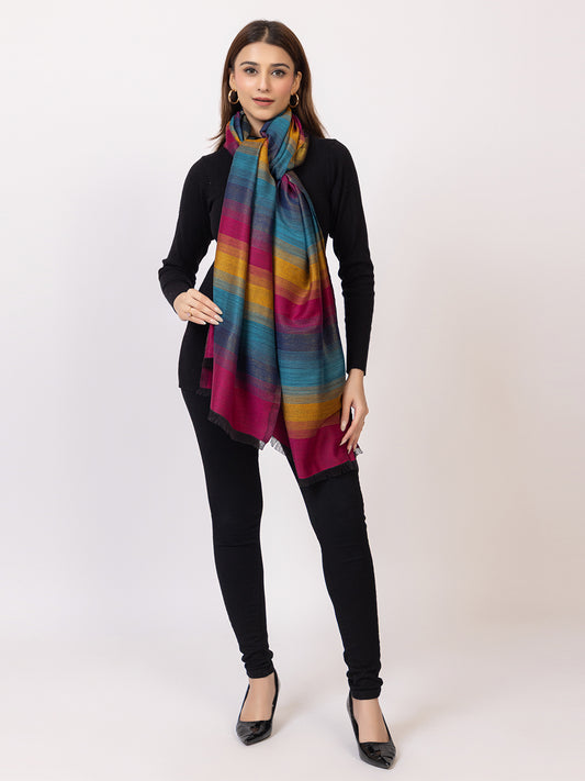 Tillaari Dark Multicolor Striped Shawl