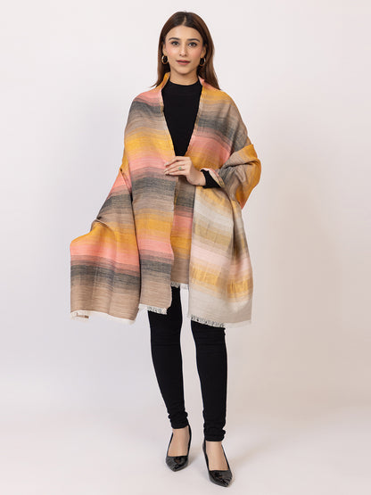Tillaari Pastel Multicolor Striped Shawl