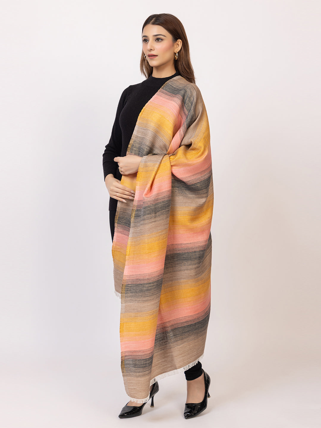 Tillaari Pastel Multicolor Striped Shawl