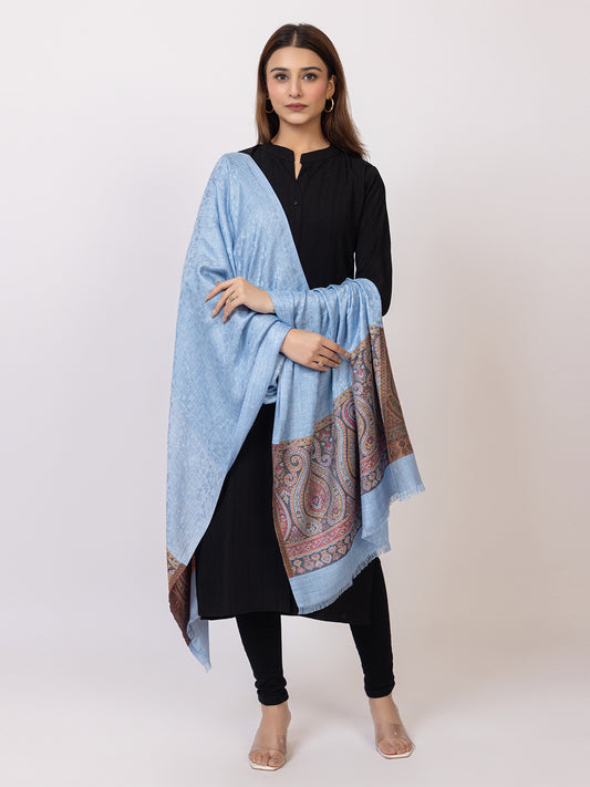 Tillaari Ethnic Stole with Multicolor border with Self Jaal