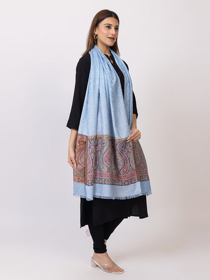 Tillaari Ethnic Stole with Multicolor border with Self Jaal