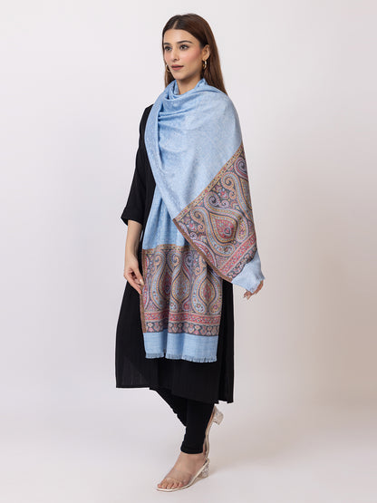 Tillaari Ethnic Stole with Multicolor border with Self Jaal
