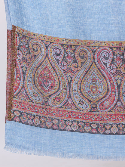 Tillaari Ethnic Stole with Multicolor border with Self Jaal