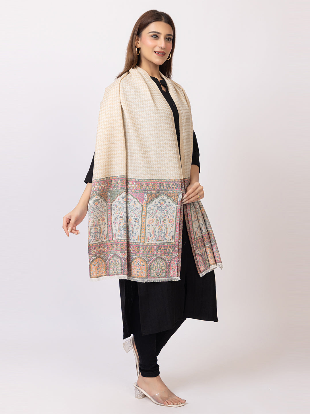 Tillaari Multicolour Architectural Border Design Stole