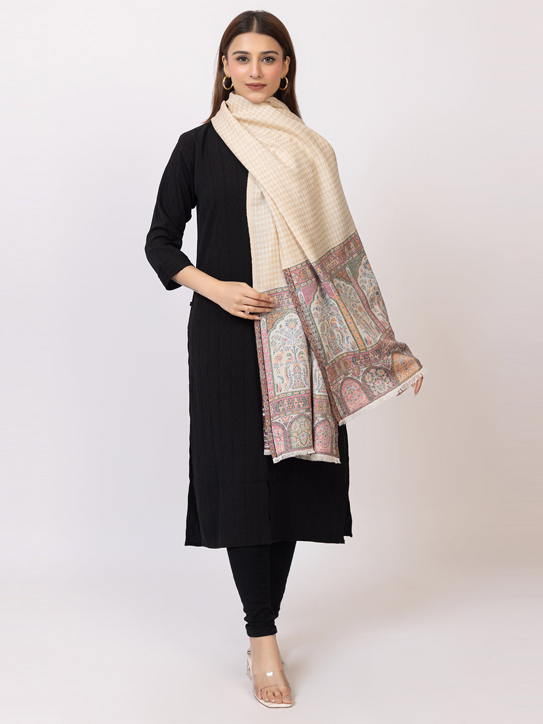 Tillaari Multicolour Architectural Border Design Stole