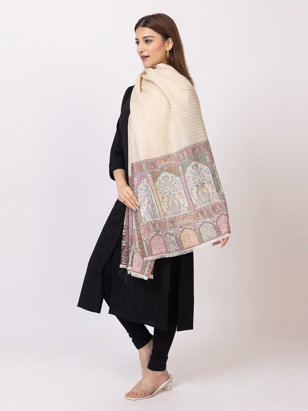 Tillaari Multicolour Architectural Border Design Stole