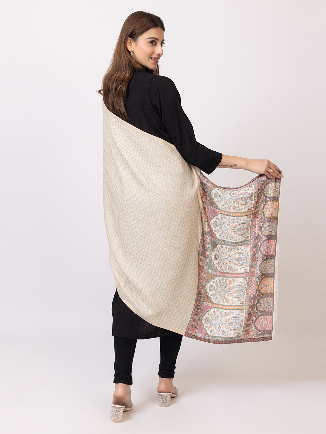 Tillaari Multicolour Architectural Border Design Stole