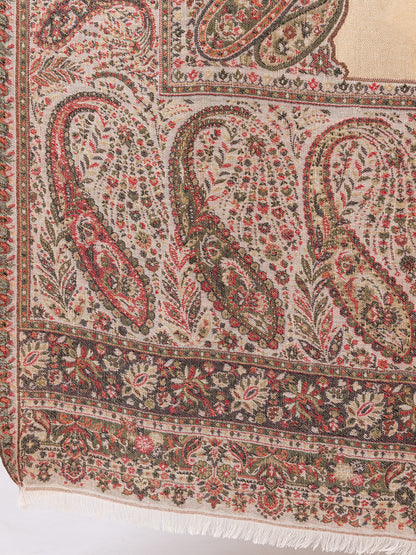 Tillaari Mettalic Shawl with Intricate Paisley and Floral Zari Base