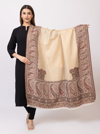 Tillaari Mettalic Shawl with Intricate Paisley and Floral Zari Base