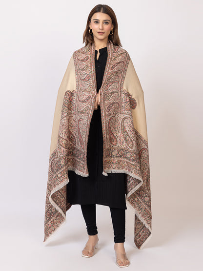 Tillaari Mettalic Shawl with Intricate Paisley and Floral Zari Base