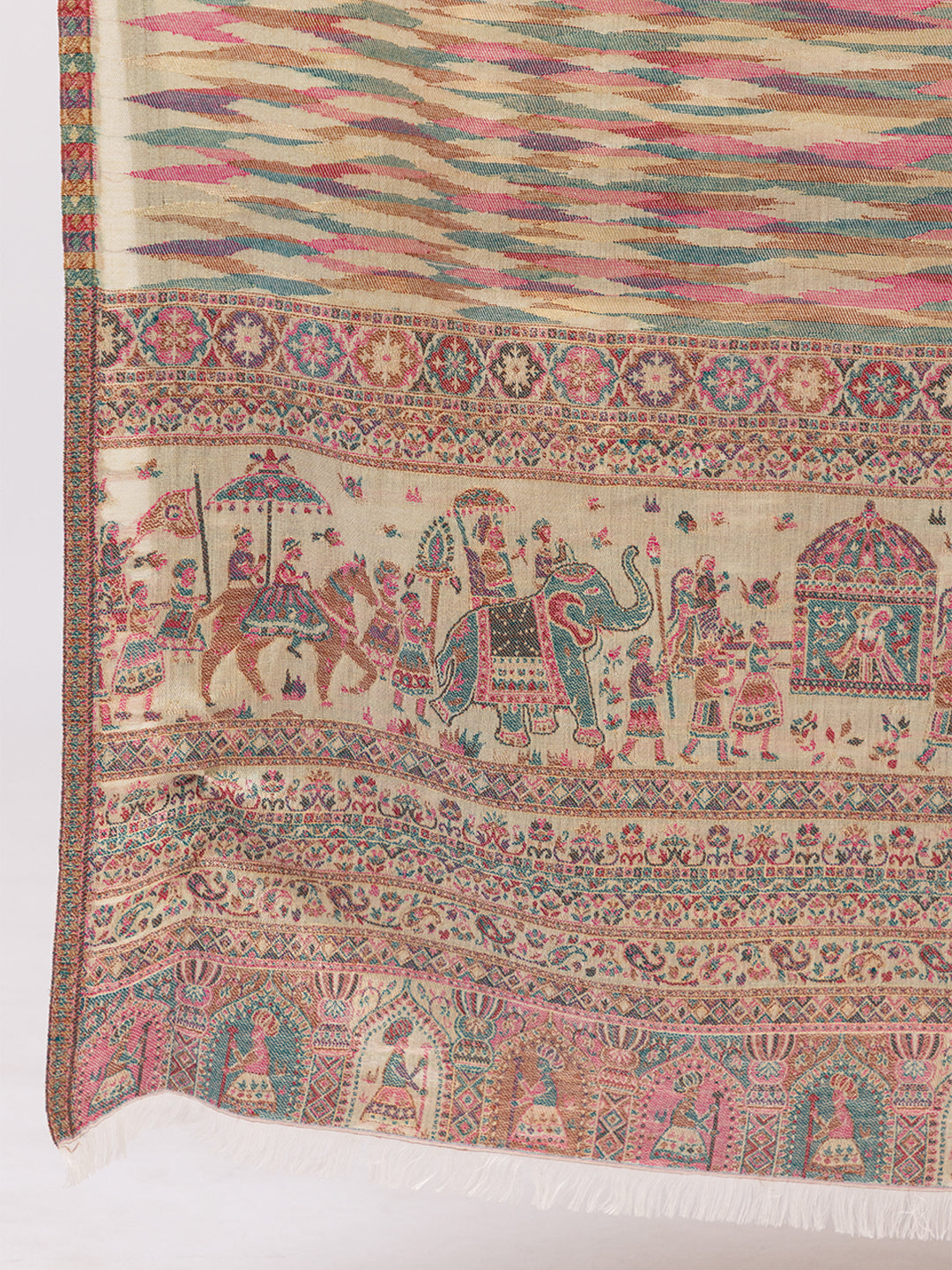 Tillaari Light Pista  Royal Procession Motif Stole