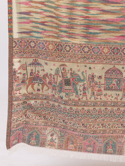 Tillaari Light Pista  Royal Procession Motif Stole