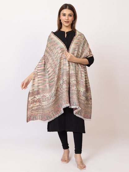 Tillaari Light Pista  Royal Procession Motif Stole