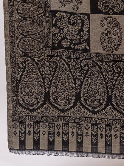 Tillaari Hetiage Shawl with Checkered Weave, Paisley and Floral Design