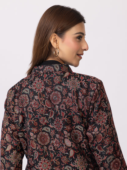 Tillaari Sunflower and Tulip Woven Jacket for Women