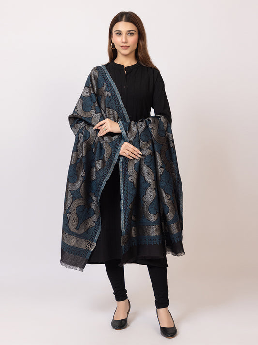 Tillaari Exquisite Shawl with Intricate Paisley Design in Zari