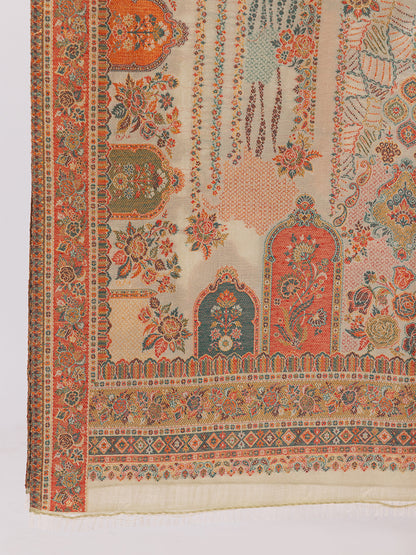 Tillaari Pastel Stole with Delicate Floral and Paisley Motifs