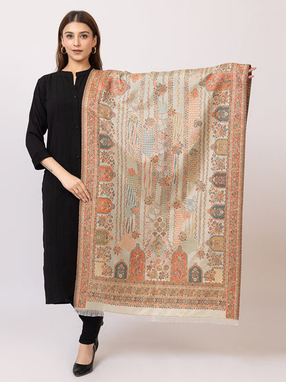 Tillaari Pastel Stole with Delicate Floral and Paisley Motifs