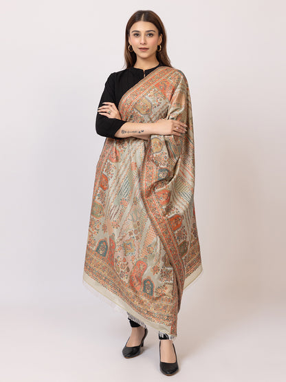 Tillaari Pastel Stole with Delicate Floral and Paisley Motifs