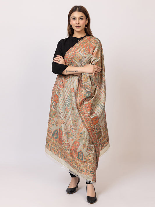 Tillaari Pastel Stole with Delicate Floral and Paisley Motifs