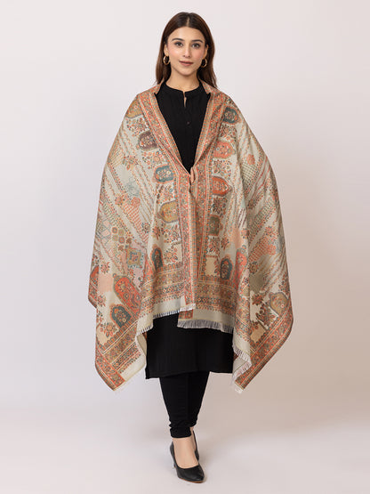 Tillaari Pastel Stole with Delicate Floral and Paisley Motifs