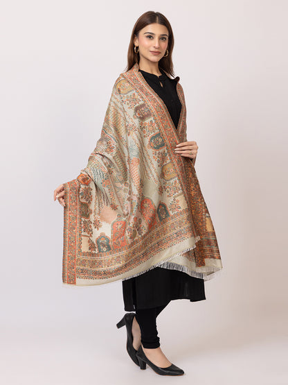 Tillaari Pastel Stole with Delicate Floral and Paisley Motifs