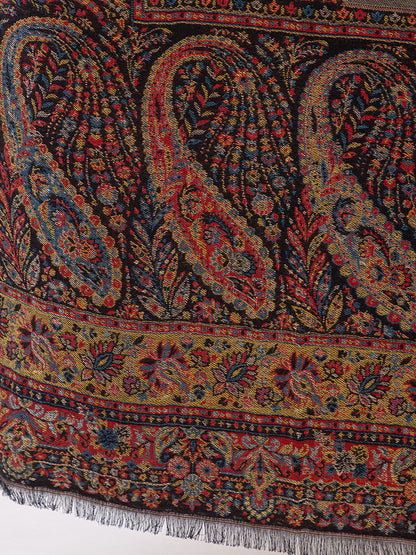 Tillaari Mettalic Shawl with Intricate Paisley and Floral Zari Base