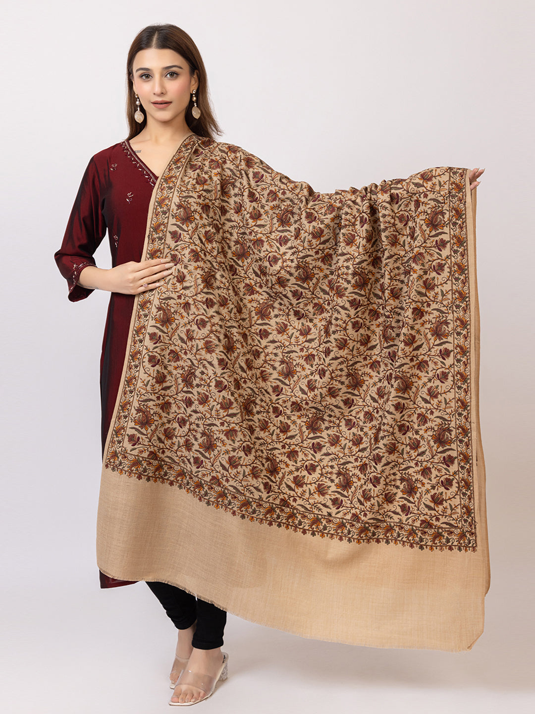 Tillaari Timeless Shawl with Intricate Floral Jaal Embrodiery
