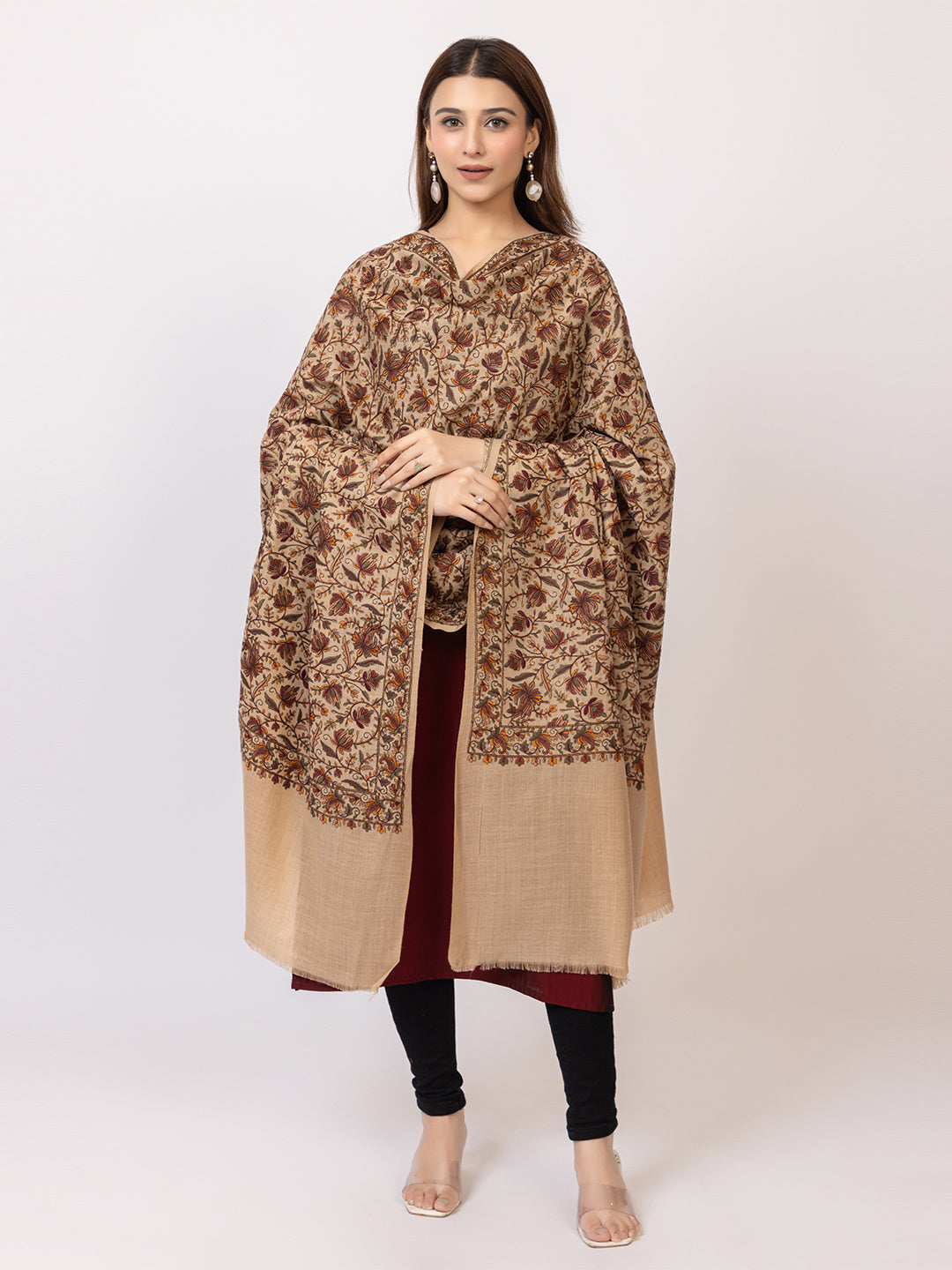 Tillaari Timeless Shawl with Intricate Floral Jaal Embrodiery