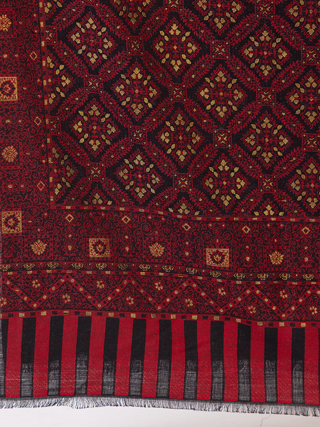 Tillaari Red-Black Traditional Motif Shawl