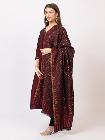 Tillaari Red-Black Traditional Motif Shawl