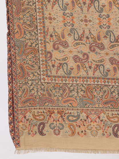 Tillaari Elegant Stole with Vibrant Multicolor Paisley Border