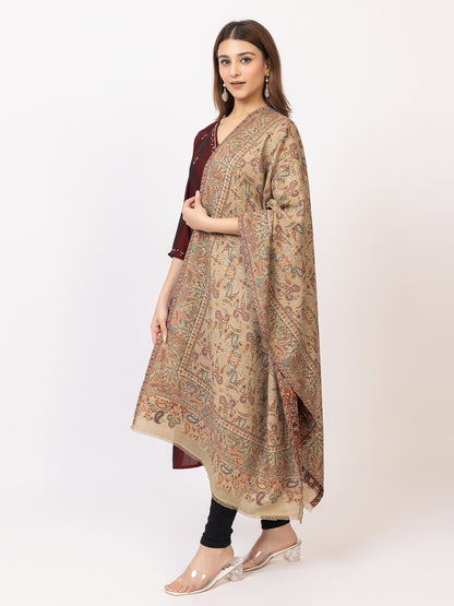 Tillaari Elegant Stole with Vibrant Multicolor Paisley Border