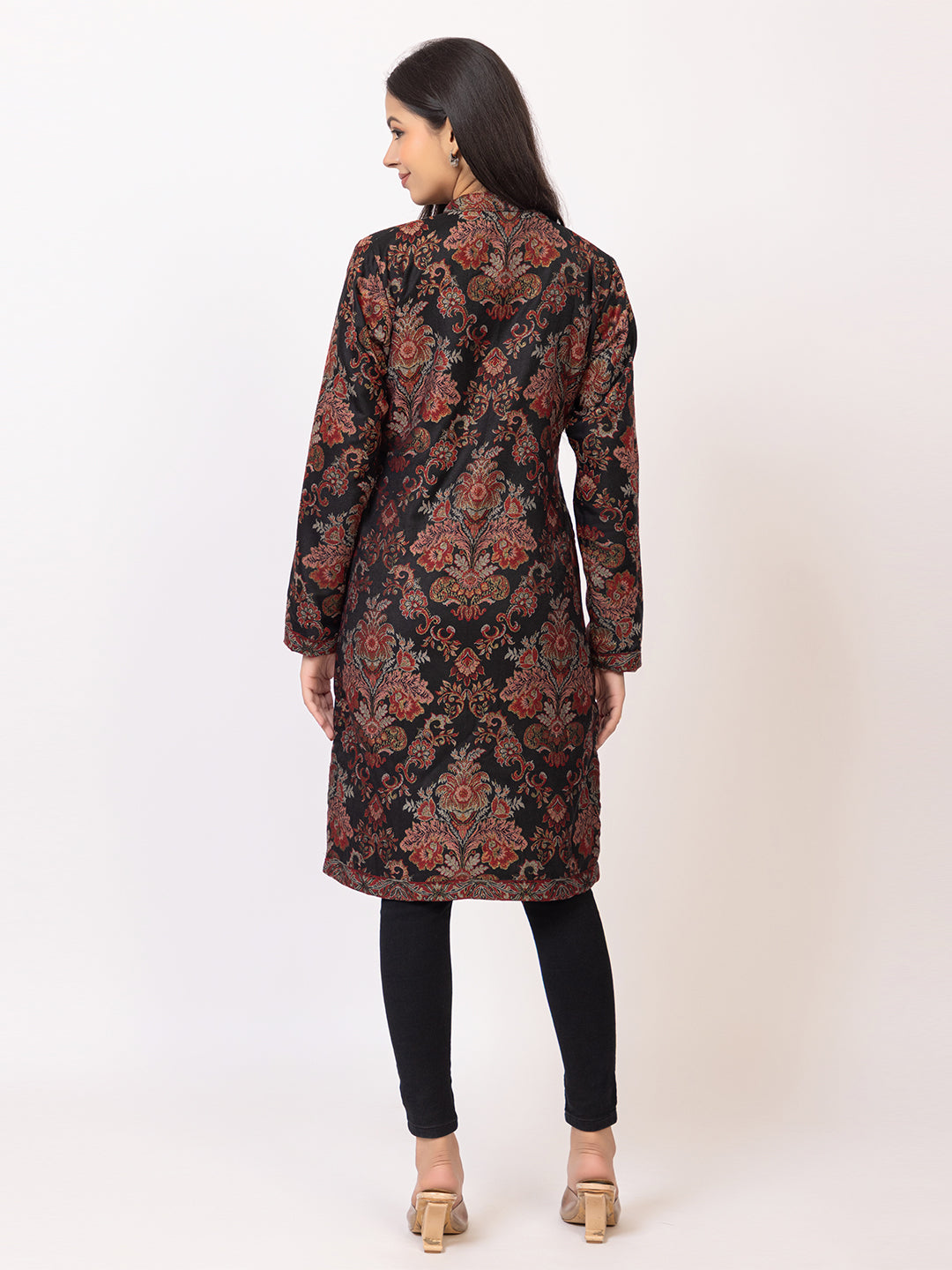 Tillaari Black Floral Woven Jacket for Women