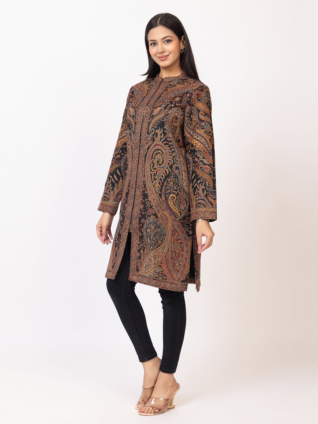 Tillaari Multicolor Paisley Jaal Woven Jacket for Women