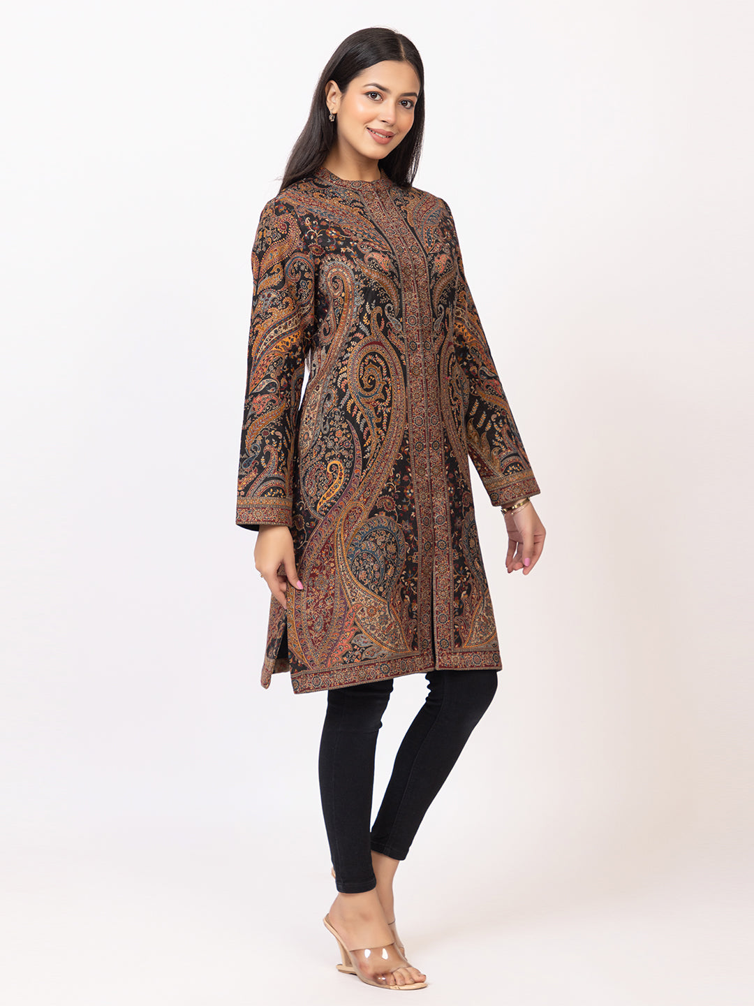 Tillaari Multicolor Paisley Jaal Woven Jacket for Women