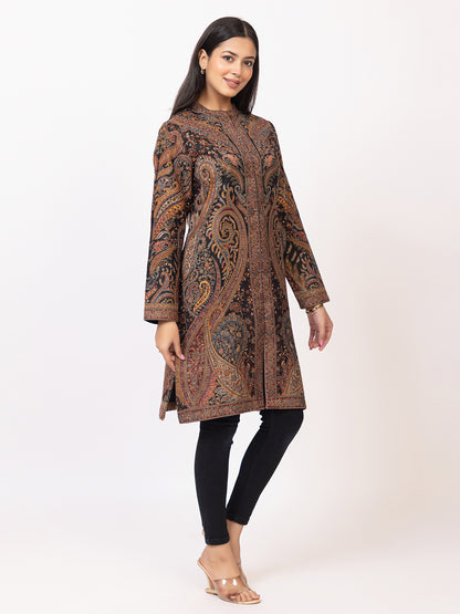Tillaari Multicolor Paisley Jaal Woven Jacket for Women