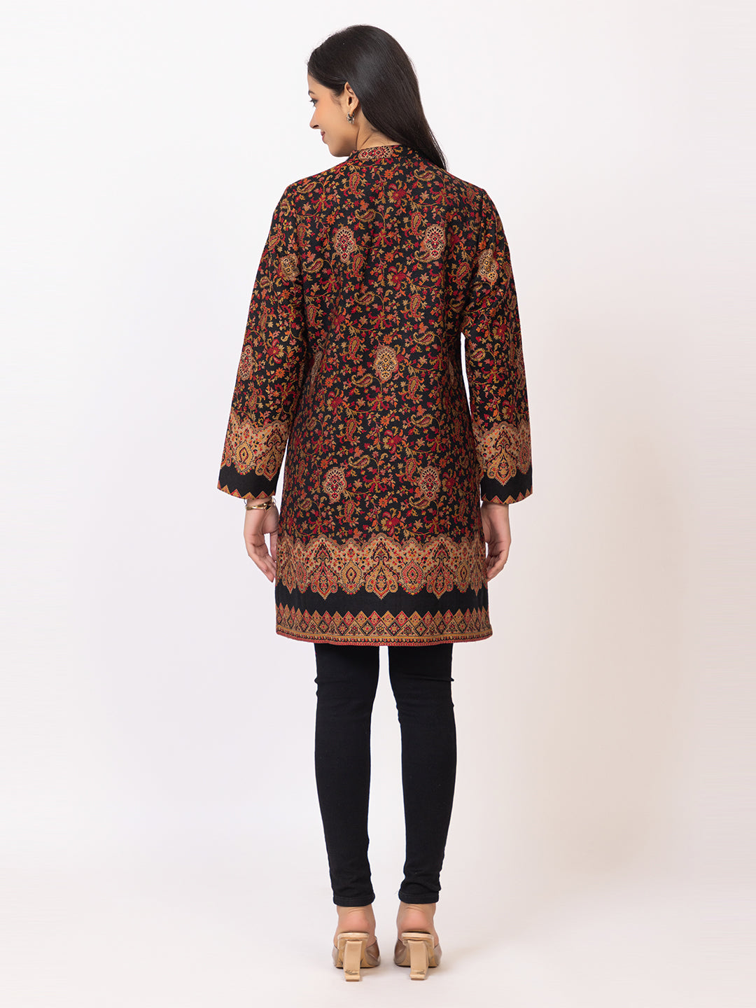 Tillaari Paisley and Floral Black Jacket for Women