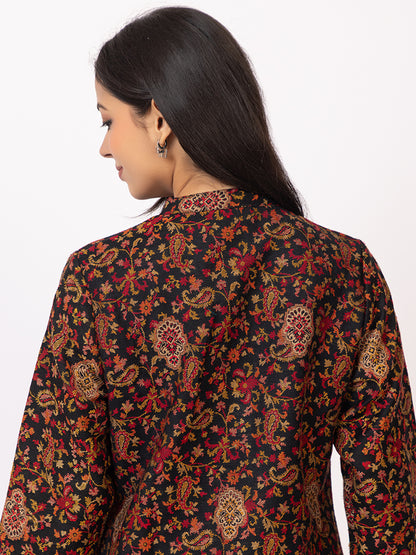 Tillaari Paisley and Floral Black Jacket for Women