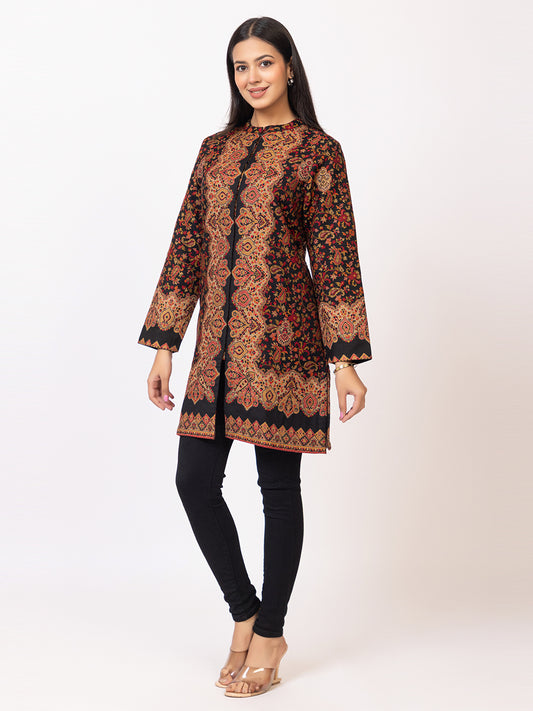 Tillaari Paisley and Floral Black Jacket for Women