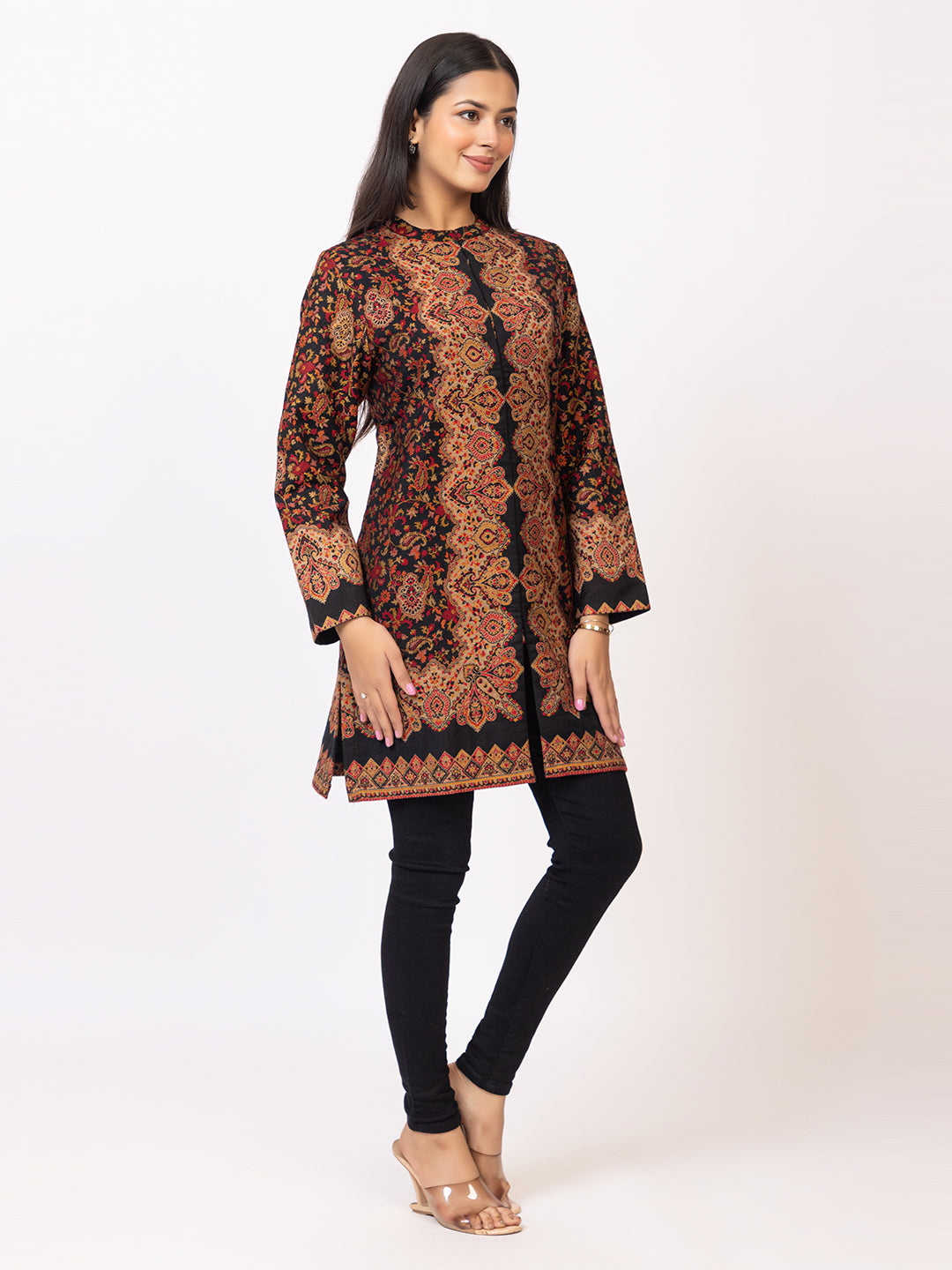Tillaari Paisley and Floral Black Jacket for Women